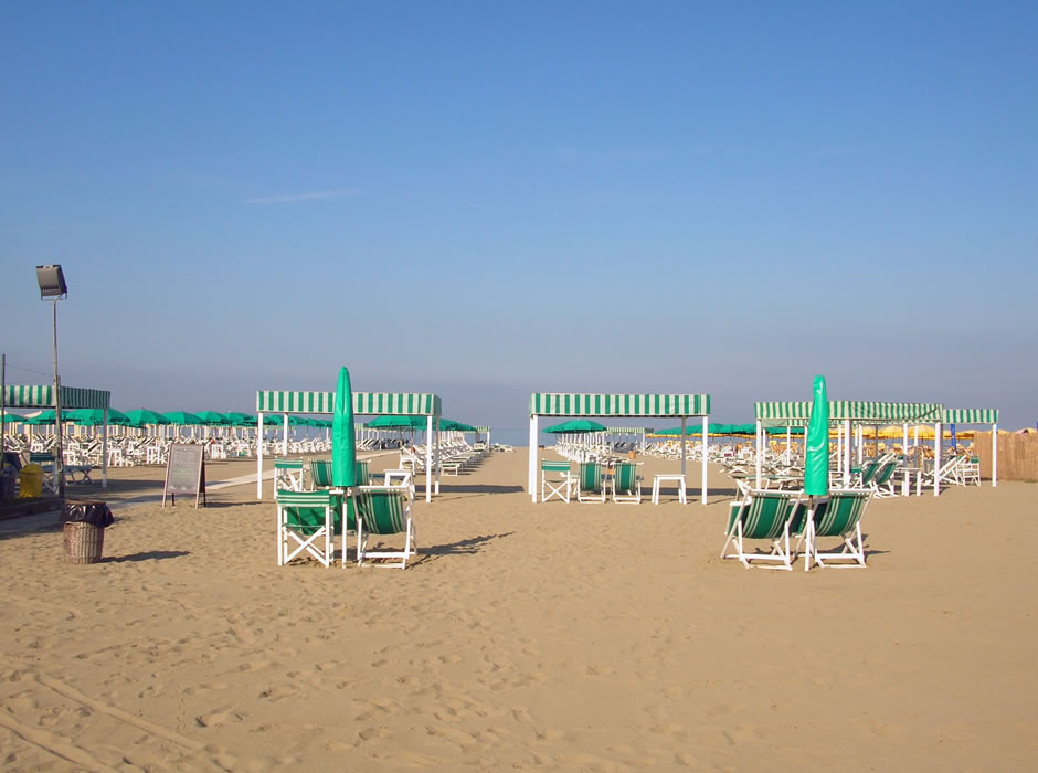 Umbrellas and tents of Bagno Lido